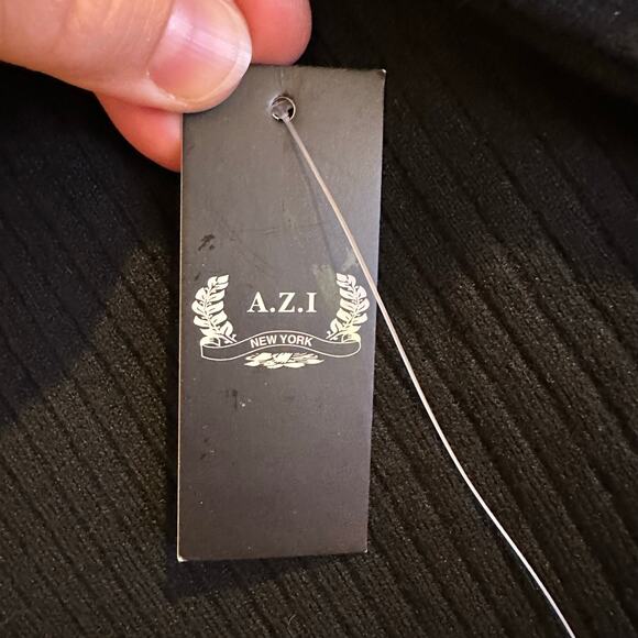 A.Z.I. New York Women Black V-Neck Dressy Sweater 3D Floral Appliqué Size L NWT - Picture 6 of 9